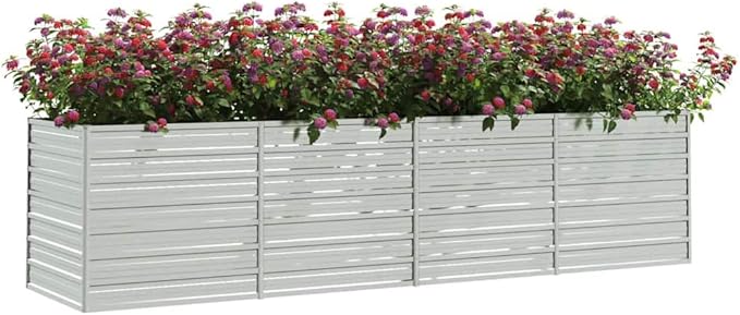 Galvanized Steel Raised Garden Bed 126x31.5x30.3 Inch Large Silver Outdoor Planter for Vegetables Herbs Flowers Durable Metal Garden Beds