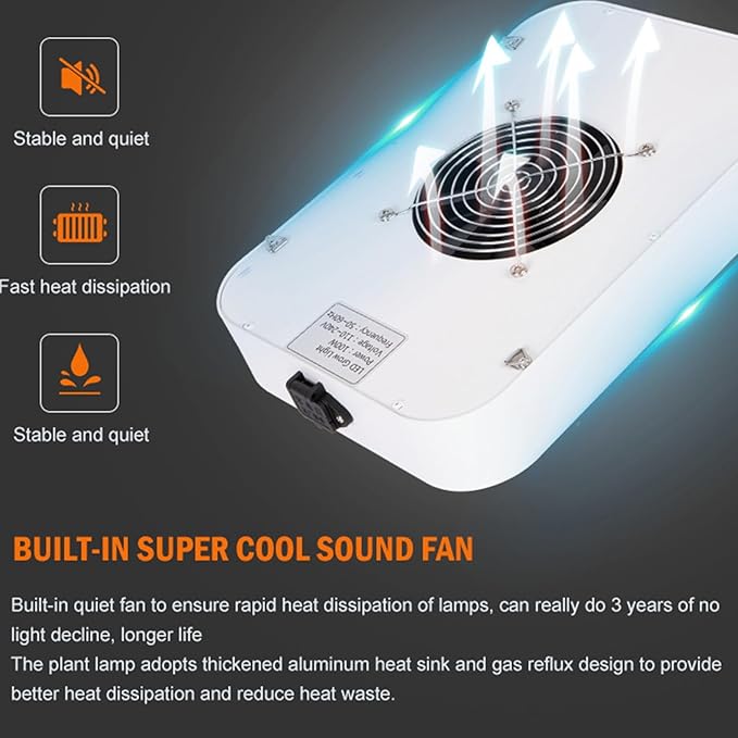 1000w LED Grow Light for Indoor Plants Full Spectrum Dimmable Grow Lamp Plant Lights for Indoor Plants for Greenhouse Vegetable Grow Tent (Actual Power 100W=1000W HPS)White