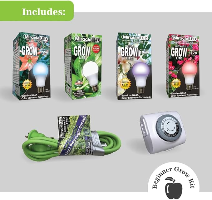 Miracle LED Classroom Gardener 1-Socket Corded Beginner LED Grow Kit with Sproutmatic Timer Controls 2-Pack (Count or 1)