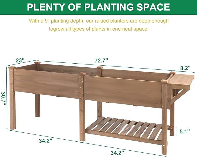 Raised Garden Bed with Legs Outdoor Elevated Garden Box with W-Connection TabsLarge Storage Shelf for Vegetable Flower Herb Easy to Assemble81x23x32 in