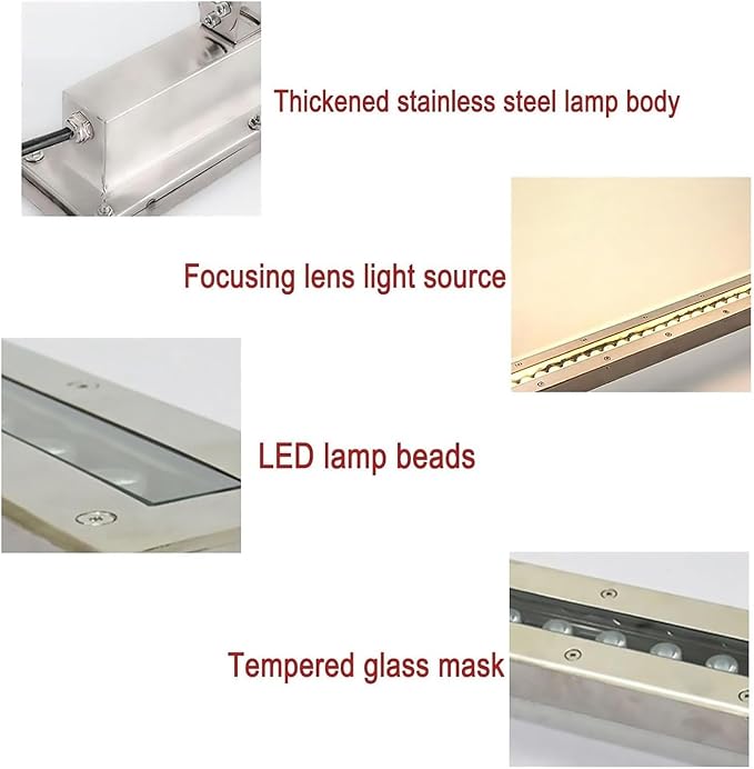 Rectangle Landscape Lights - Low Voltage 24V LED Underwater Pool Light IP68 Waterproof RGB Spotlight for Pools and Fountains