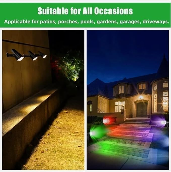 4Pcs RGB Solar Spot Lights Outdoor Garden28 LED 3 Modes IP65 Waterproof Garden Uplighters Solar PoweredAuto ON/Off Dusk Till Dawn Landscape Spotlights for YardDrivewayPathway(Sw6066-rgb10PCS)