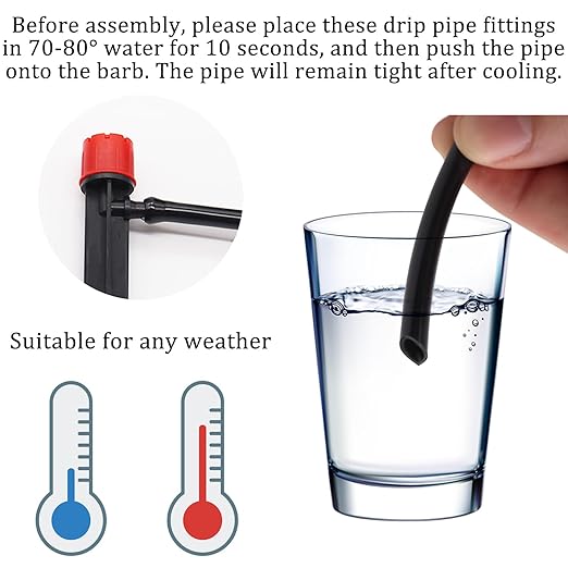100FT 1/4 Drip Irrigation System Kit Automatic Watering System DIY Automatic Irrigation Equipment Set for Greenhouse Garden Yard Lawn