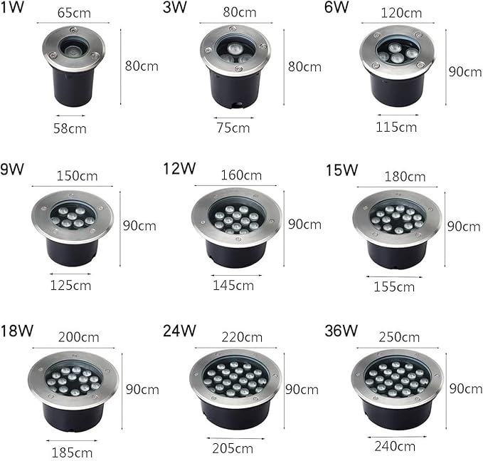 Outdoor LED Spotlight - Ground Projector Lights IP67 Waterproof Outdoor LED Recessed Spotlight Buried Garden Light LED Recessed Ground Spotlights For Garden Tree Landscape Lighting(RGB36W(24V))