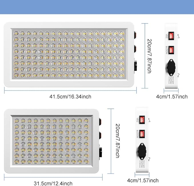 500W LED Plants Lights 100-277V Indoor Planting Fill Lamps Seeds Hydroponic Lights Veg/Bloom Modes Dimmable UV/IR Succulent Cultivate Lamp Greenhouse Tent Vege Fruits Flowers Potted Cactus Lighting