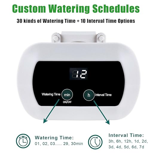 Lewisia Automatic Drip Irrigation Kit with Timer for 10 Potted Plants Self Watering System DIY Plant Waterer Auto-Irrigation Set for Garden Raised Beds Patio Lawn Greenhouse