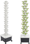 Hydroponics Growing System Kit 45 Pods 15 Layers Vertical Hydroponic Tower Indoor Gardening System with Water Pump and Wheels for Herbs Firuts Vegetables Strawberries Tomatoes Lettuce