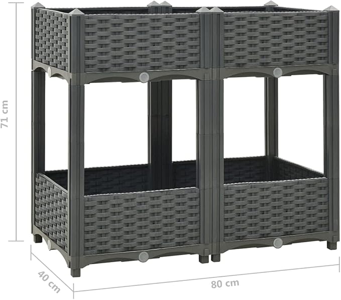 Raised Bed Outdoor Planter Garden Bed Polypropylene Raised Garden Bed Raised Planter Bed Raised Plant Containers for Fresh Vegetables Herbs Flowers 31.5x15.7x28