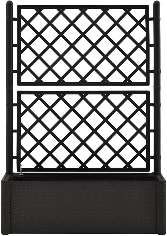 Raised Garden BedGarden Boxfor Vine Climbing Plants Vegetable Flower Free-Standing Raised PlanterGarden Raised Bed with Trellis and Self Watering Systemfor Yard Garden Indoor OutdoorAnthracite