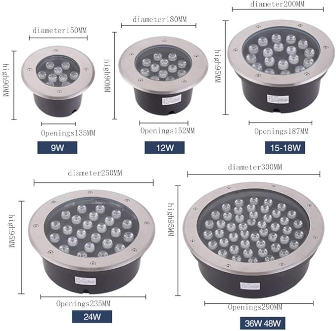 Led Landscape Lights - Outdoor Buried Lights Stainless Steel Panel Rectangle Floor Ground Light Ip67 Waterproof Recessed Spotlight for Patio Step Walkway Easy Instal-Warm Light-7W