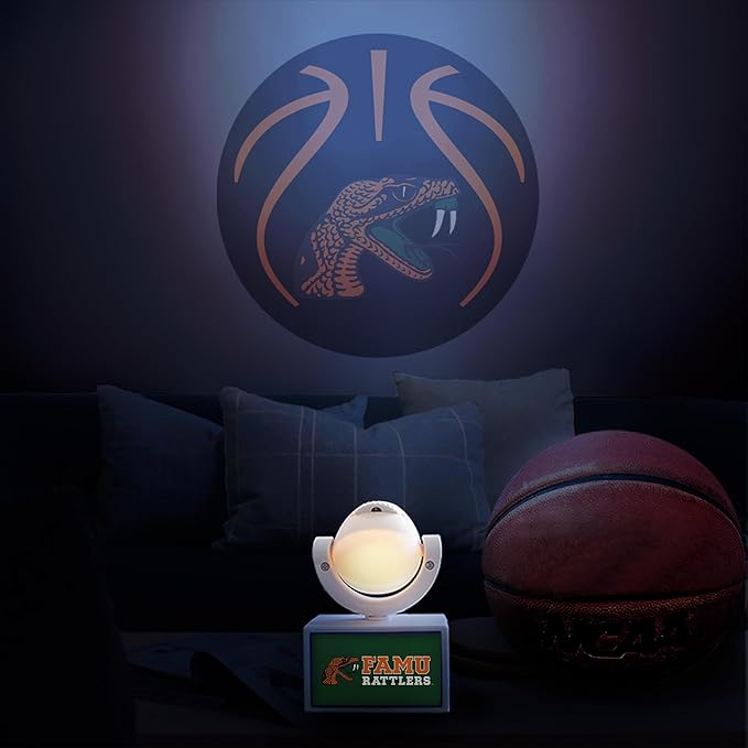 Sporticulture NCAA American Football Florida A&ampM Rattlers - Adjustable Led Mini Spotlight Projector with 6 Team Logo Designs - Portable &amp Rechargeable Spotlight - Battery-Operated - 4.375” x 3