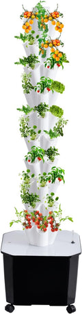 Vertical Hydroponic Grow Tower Aeroponic Tower 10 Layer 50 Plants Sites Auto Water Vertical Hydroponic System with 50L Water Tank Waters Pump &amp Timer for Fruits and Vegetables