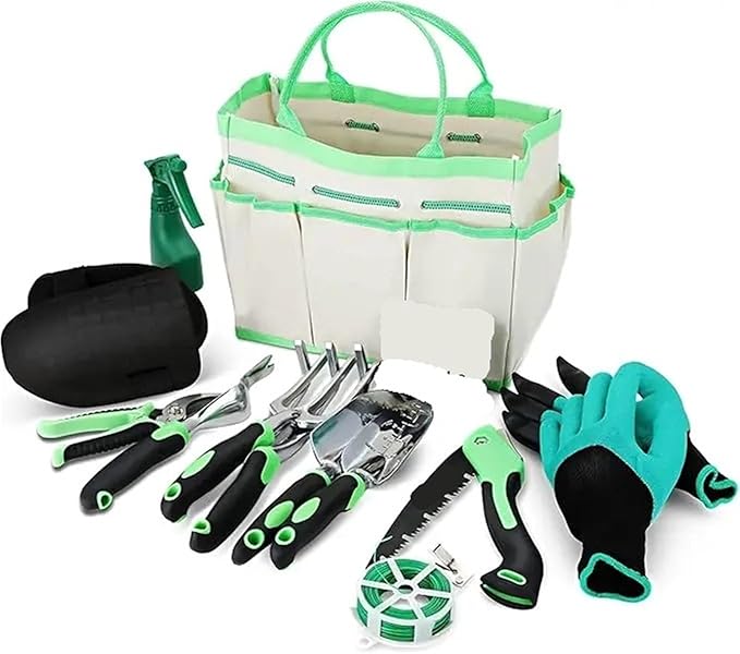 Garden Tool Set 12 Piece Gardening Tool Set with Canvas Organizer for Men and Women Outdoor Gardening Supplies Ideal Gardening Gifts for Women
