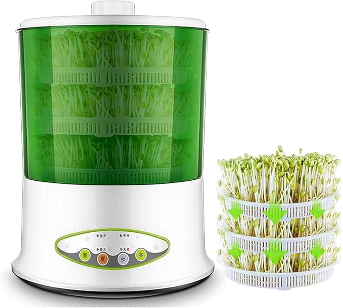 Bean Sprouts Machine Seed Sprouter Intelligent Bean Sprouts Maker Household Seed Grow Cereal Tool Seed Sprouter Kit with 360-Degree Sprinkler for Seed Grow (Size:B)