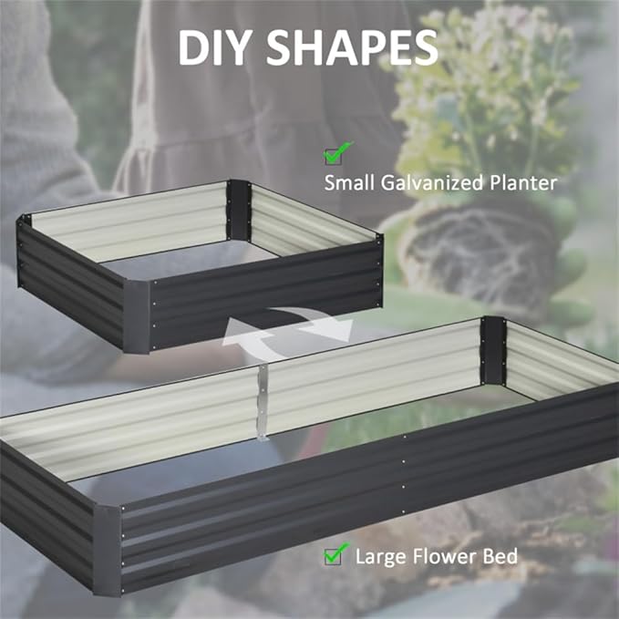 Large Galvanized Steel Raised Garden Bed Planter for Vegetables Herbs and Flowers – Easy to Assemble Weed Resistant Open Bottom Drainage