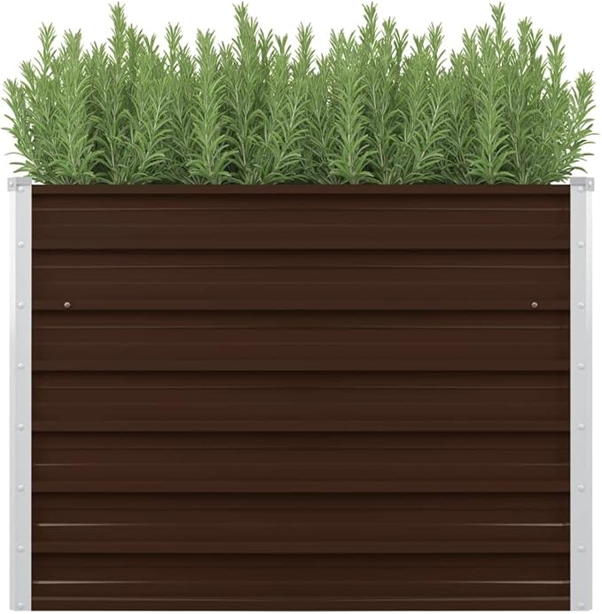 SKM Raised Garden Bed Brown 39.4x39.4x30.3 Galvanized Steel