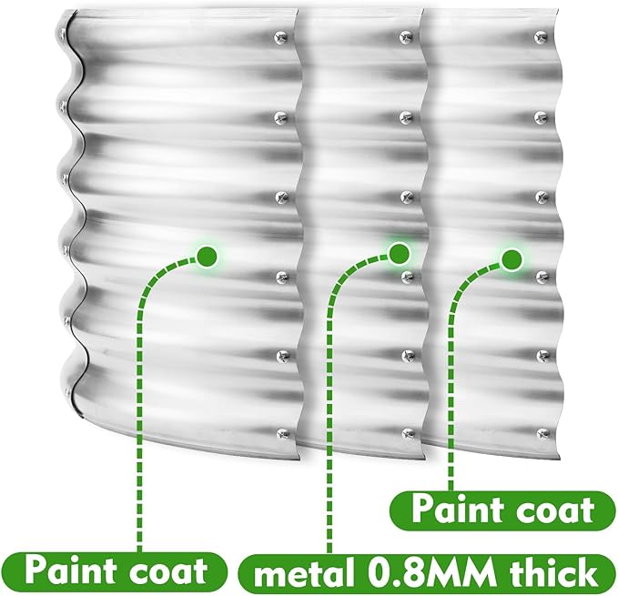 17 Tall Round Outdoor Garden Raised Garden Bed Kits-0.8MM Thick Metal Raised Planter Bed/Ground Planter Box for Variety of FlowersHerbsVegetablesTrees (Silver 40 Dia X 16.5 inches)