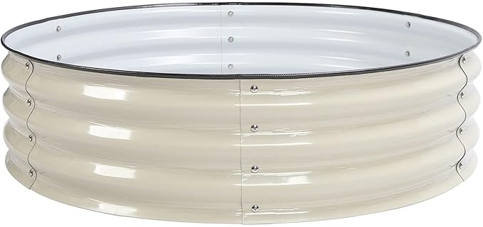 Fockety Garden Raised Bed Kit with Planter Rust Resistant Thick Raised Bed Kit with Smooth Edges Open Base for Outdoor Use (Ivory White) Focketyhycqu281z5-12