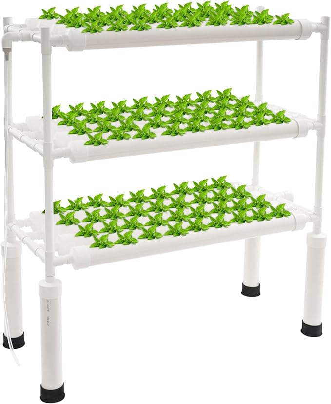 DNYSYSJ 3-Tier Indoor Plant Stand with Grow Light 108-Hole Hydroponic Growing System with Automatic Watering Plant Shelves for Herbs Vegetables Balcony Gardening (37.4X18.9X45.28)