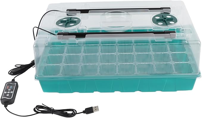 CHICIRIS Plant Starter Kit Seed Starter Tray with Grow Light and Humidity Dome Transparent Design for Indoor Plants Full Spectrum Light Customizable Lighting Drainage Design