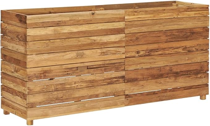 YAFF Raised Bed 59.1x15.7x28.3 Recycled Teak and Steel (68.53lbs)