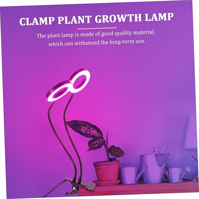 Adjustable Dual-Head LED Plant Growth Lamp for Indoor Use 5V Timer Function Clip-On Design Color Cycle for Greenhouse and Home Planting