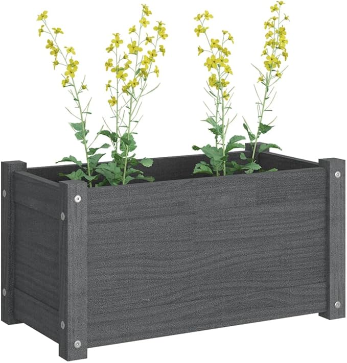 Garden Planter Raised Garden Bed Planter Boxes Outdoor Suitable for Backyard Flowers Restaurants Patios Gray 23.6x12.2x12.2 Solid Wood Pine