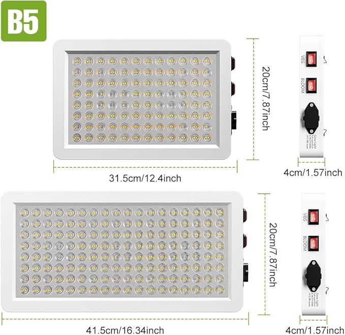 500W LED Full Spectrum Panel Light UV IR Indoor Plant Fill Lamp 100-277V Sunlike Veg/Bloom 2Modes Dimmable Seed Growth Box Greenhouse Tent Potted Flower Succulent Hydroponic Lighting with Hook US Plug
