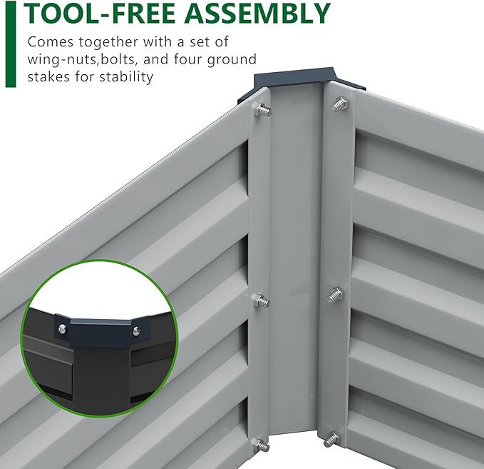 2 Pack 6x3x1FT Galvanized Raised Garden Bed Kit Outdoor Metal Planter Box for Vegetables Bottomless Rectangular Gardening Bed with Support Rods Tool-Free Assembly Black
