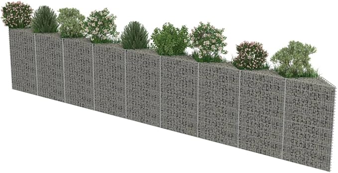 Outdoor Garden Gabion Wall Gabion Stone Basket Planter Raised Vegetable BedSteel Garden Decoration Galvanized Steel 248x11.8x39.4