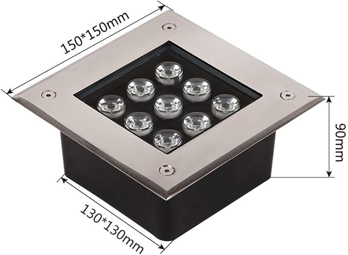 Ground LED Spotlight - Outdoor Buried Lights 24V Low Pressure Square Gardens Floor Lamp IP67 Waterproof Embedded Landscape Lights for Patio Bridge Pathway External Lighting