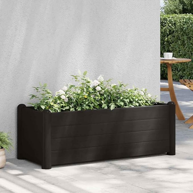 vidaXL Durable Indoor and Outdoor Polypropylene Garden Raised Bed in Anthracite - 39.4x16.9x13.8 Inches - UV Weather and Frost - with Drainage Bottom - Easy Assembly