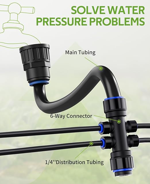 HIRALIY 50FT Quick Connect Garden Watering System with Adjustable Vortex Drippers Saving Water Automatic Drip Irrigation Kit for Raised Bed and Plants Vegetable Garden