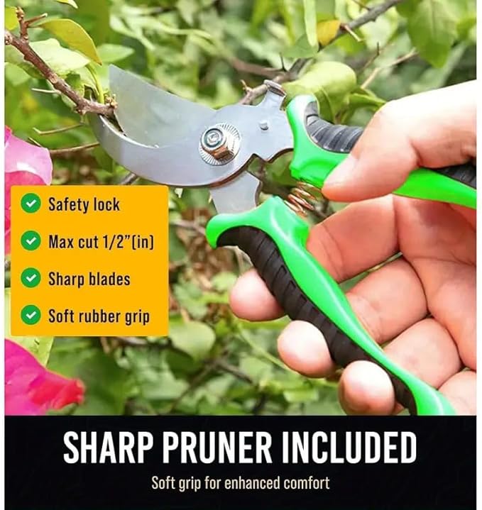 Garden Tool Set with Storage Tote 3 Piece Gardening Tools with Ergonomic Handles Garden Gloves Black and Green
