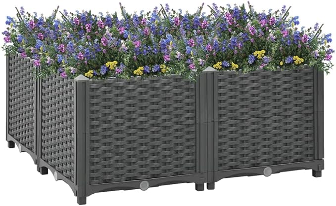 Raised Bed Outdoor Planter Garden Bed Polypropylene Raised Garden Bed Raised Planter Bed Raised Plant Containers for Fresh Vegetables Herbs Flowers 31.5 x 31.5 x 15
