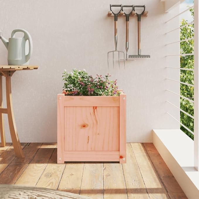 Wooden Garden Planter Box Outdoor Flower Box Wood Flower Boxes for Outdoor Plants Raised Garden Bed Planter Box 15.7x15.7x15.7 Solid Wood Douglas-235
