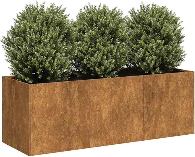 Weathering Steel Planter Box Rusty Raised Garden Beds for Flowers Vegetables Herbs 47.2x15.7x15.7-512