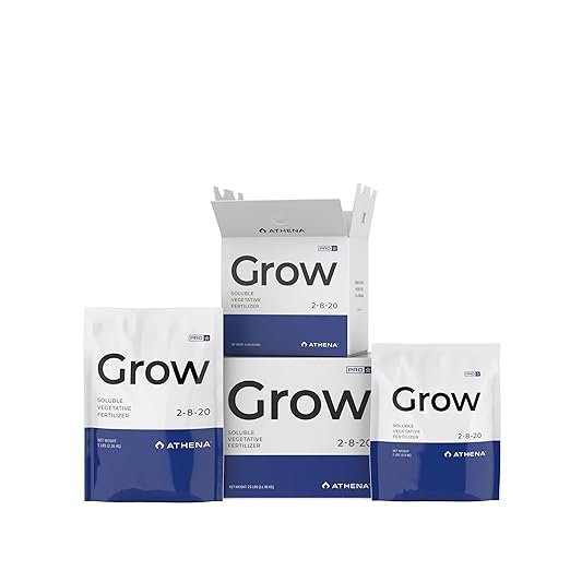 Athena Pro Grow | Dry Soluble Hydroponic Fertilizer for Vegetative Growth | Plant Food with NPK 2-8-20 | Professional-Grade Nutrients for Soil &amp Hydroponics | 25 LB Box