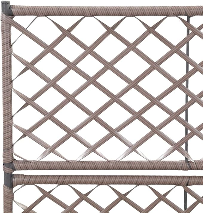 SKM Trellis Raised Bed with 2 Pots 22.8x11.8x42.1 Poly Rattan Brown