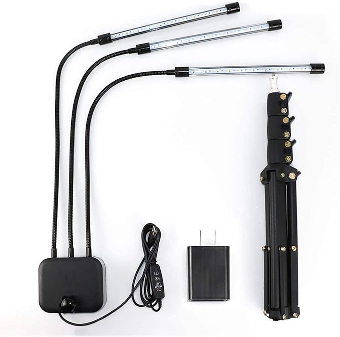 60W LED Full Spectrum Growing Lamps with Tripod Stand Dimmable Timing Greenhouse Flower Adjustable Floor Plant Grow Lights