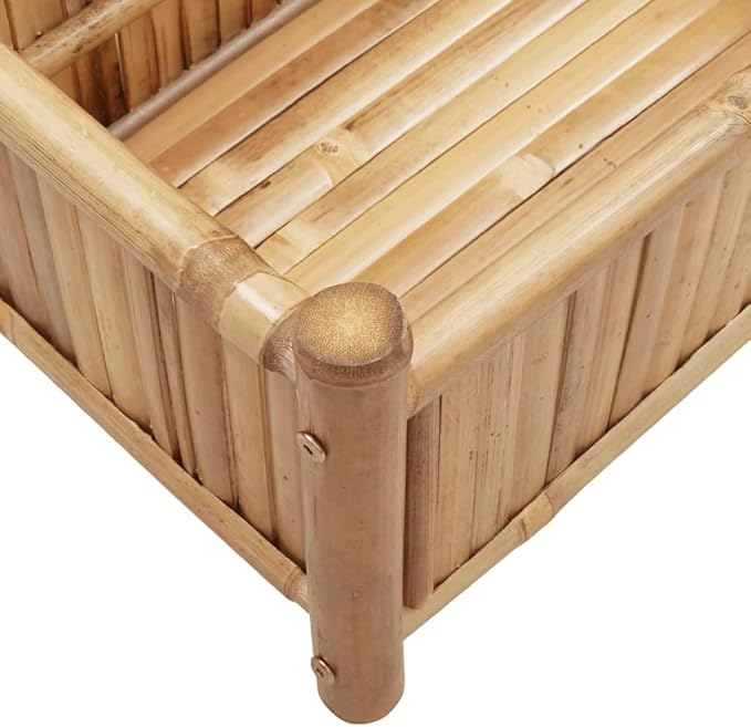 Large Rectangular Natural Bamboo Outdoor Planter Box 39.4 x 11.8 x 9.8 in Rustic Raised Garden Bed for Patio Garden Terrace