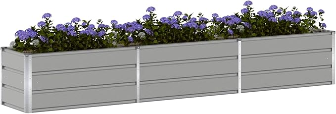 Steel Raised Garden Bed for Gardening Metal Planter Box for Vegetables Fruits Flowers 114.17 x 19.69 x 17.72 in Light Gray -532
