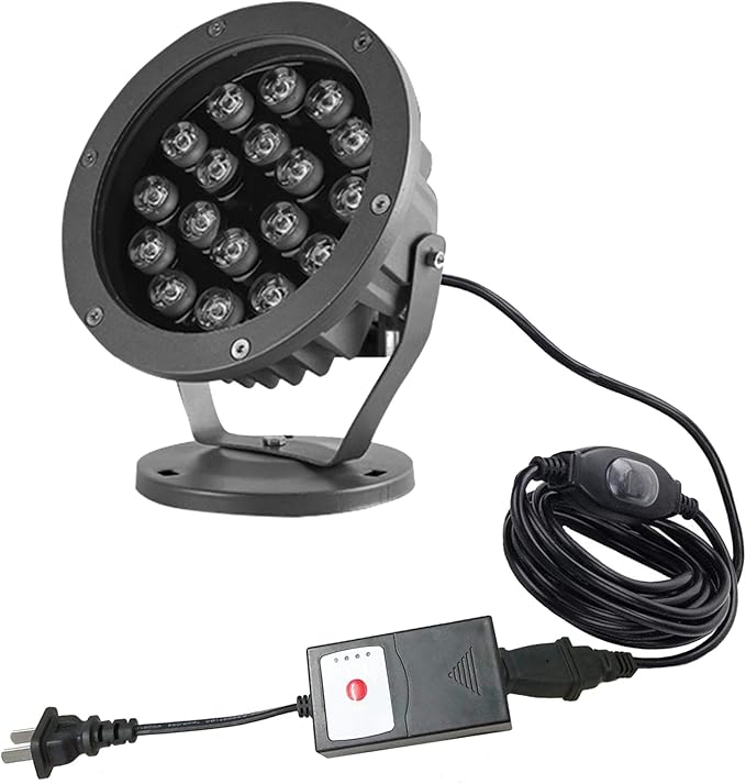 Outdoor LED Spotlight Waterproof Bright Outdoor Landscape Automatic Timer Mini Lawn Lamp 18W Graden Lights Lawn Decorative Lamp with Plug Courtyard Flag Light Front Yard Cool White