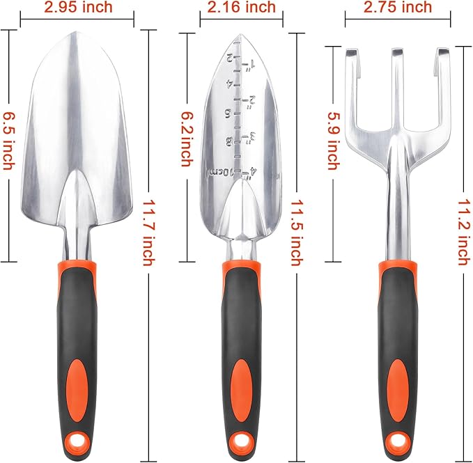 Garden Tools Set 3 Pack Heavy Duty Gardening Tools Set + Garden Tools Set 8 Piece Gardening Tools Set with Non Slip Ergonomic Handle