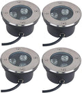 4-Pack Ultra-Thin LED In-Ground Lights IP67 Waterproof Outdoor Recessed Floor Lighting 3W LED Beam Spotlight for Garden/Yard/Patio Landscape Lighting(Green3W(24V))