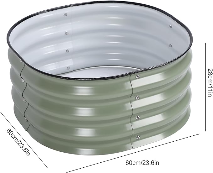 Galvanized Raised Garden Bed Kit Oval Metal Ground Planter Box Outdoor Bottomless Planter Raised Beds for Safe and Effective Growing – Ideal for Home School and Community Gardens (Light Green)