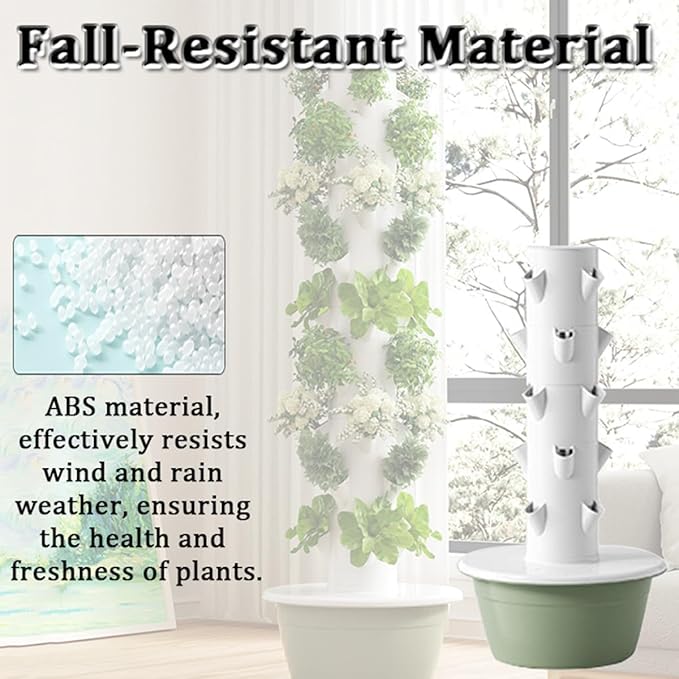 5-Tier Vertical Hydroponic Gardening System - Indoor/Outdoor Hydroponics Tower Kit with Hydrating Pump for Home Gardens
