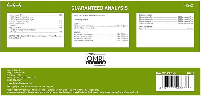Jobe’s Organics 09526 Organic All Purpose Granular Fertilizer 4-4-4 4 lb (Тwo Рack)