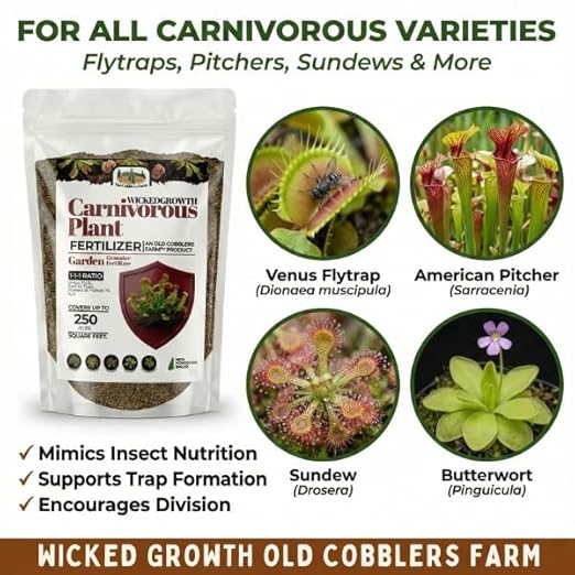 Old Cobblers Farm™ Wicked Growth Carnivorous Plants Fertilizer - Tailored nutrients for Sensitive Insect-Eaters Like Flytraps and Pitcher Plants (5 lbs | 10 lbs | 15 lbs | 20 lbs) (5 lbs)
