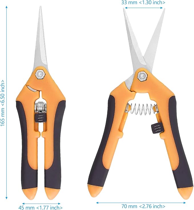 15 PCS 6.5 inch Garden Trimming Scissors Gardening Hand Pruners with Straight Stainless Steel Precision Blades Pruning Shears for Flowers Branches Precise Cuts